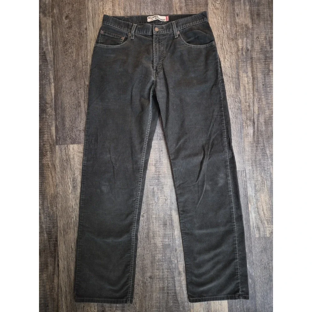 Levi's 559 Corduroy Trouser Pants Grey Cotton Relaxed Fit Straight Leg 33W x 34L
